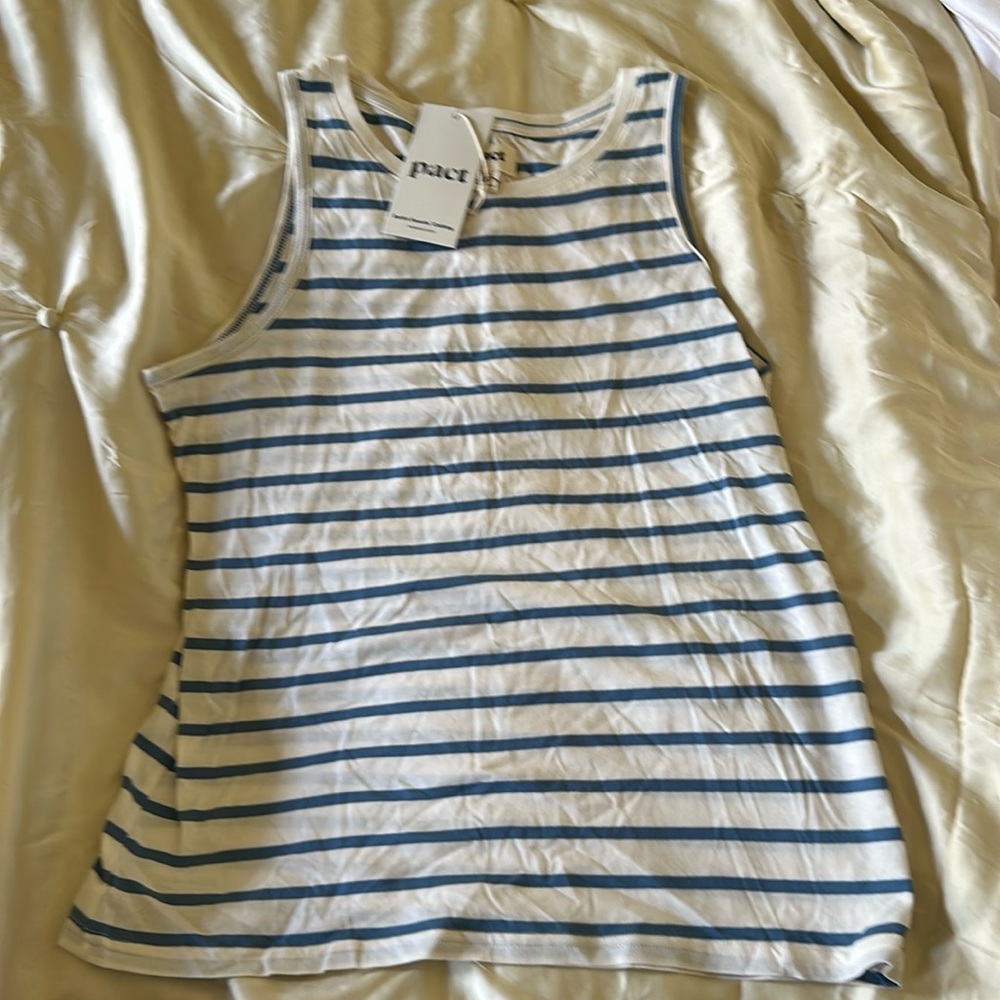 NWT Pact Paris stripe organic cotton t shirt size small